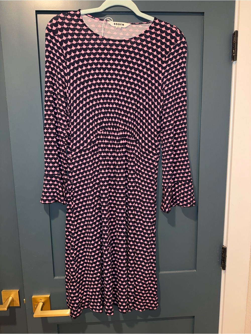 Boden Sherbert Crescent Stamp pink and blue, Sz 6